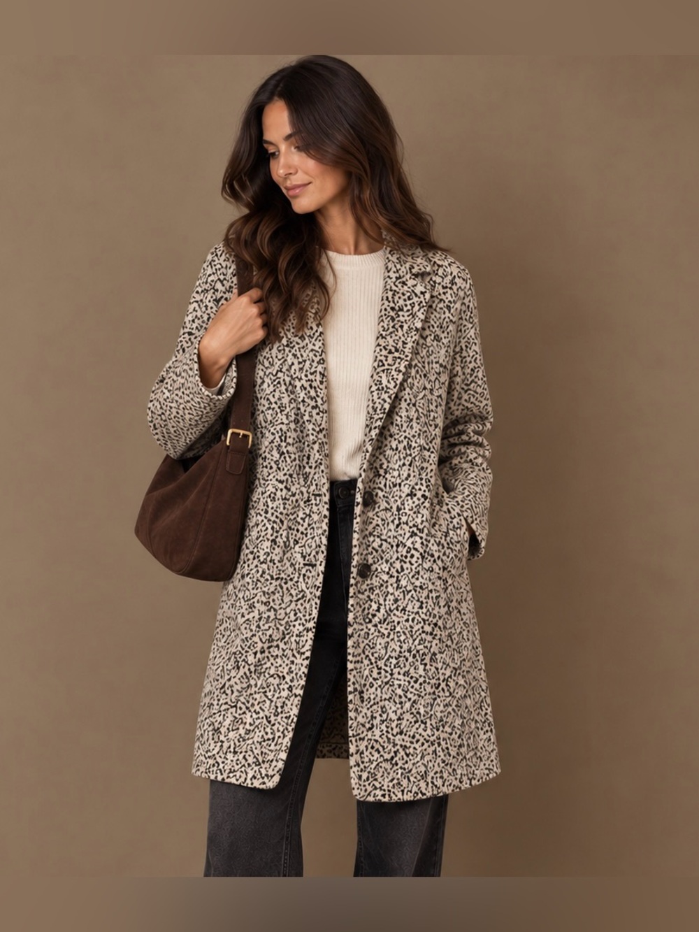 Anthropologie Cartonnier Rowan Leopard Knit Blazer - Size Small